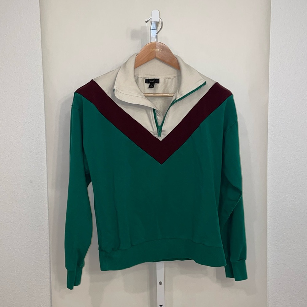 Stretch terry half-zip colorblock sweatshirt